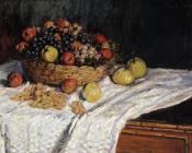 克劳德莫奈 - Fruit Basket with Apples and Grapes